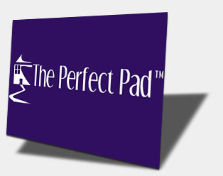 Flash logo splash page: The Perfect Pad.  Click to see animation