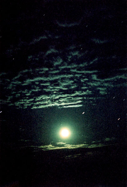 The moon with clouds